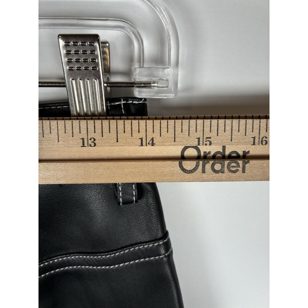Silence + Noise 27 NWT Black Faux Leather Pants Contrast Stitch Straight Y2K - Picture 5 of 7
